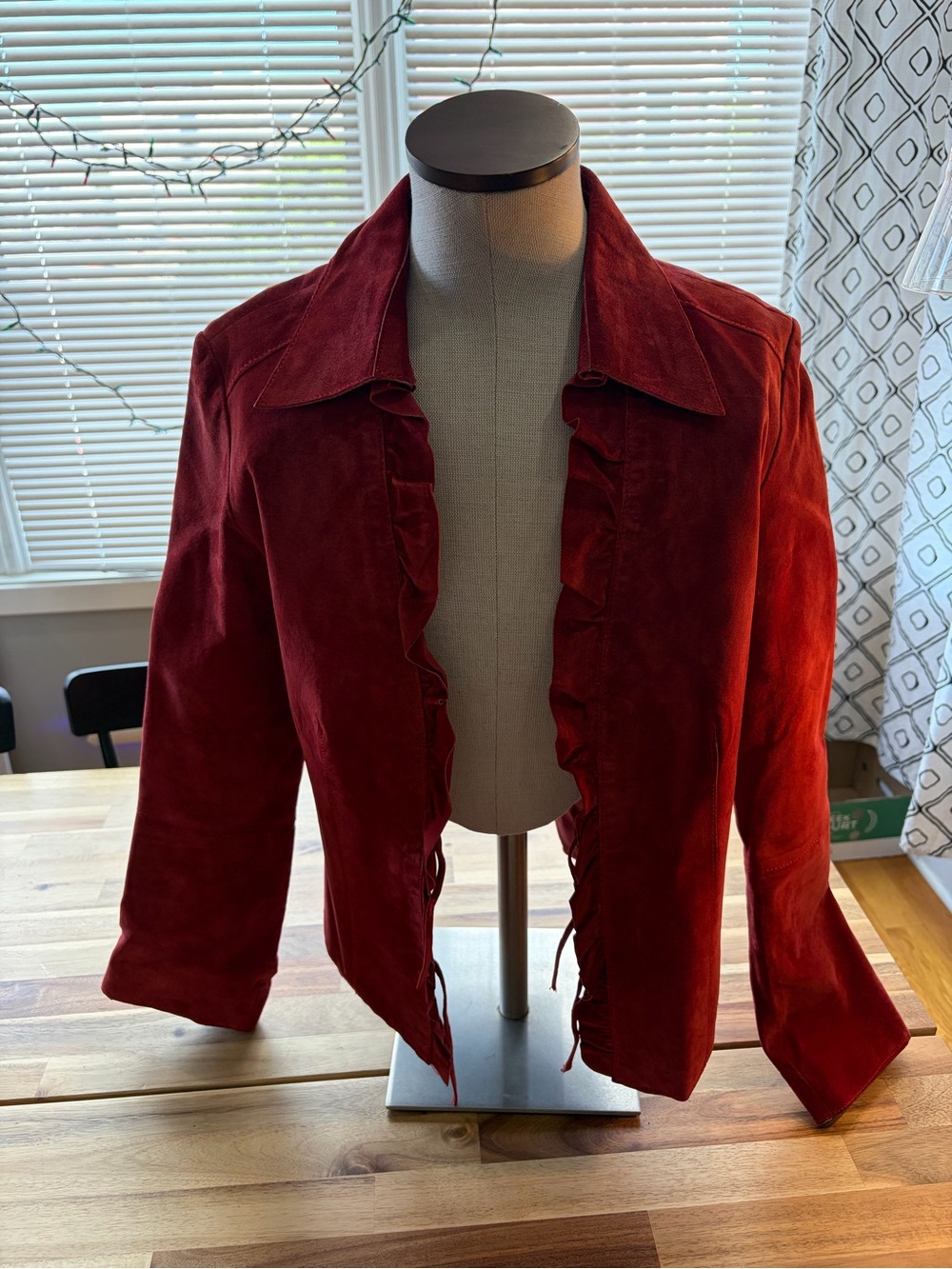 Vintage (80s or 90s) Dutch Suede Leather Jacket, Red, Size UK 14